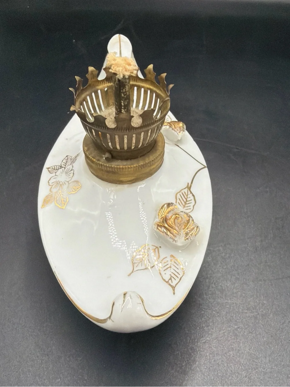 Vintage Mini 1 Handle Ceramic Porcelain Genie Oil Lamp 6 3/4